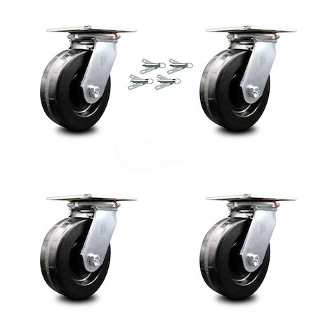 Service Caster 6 Inch Phenolic Caster Set with Ball Bearings and Swivel Locks SCC-35S620-PHB-BSL-4